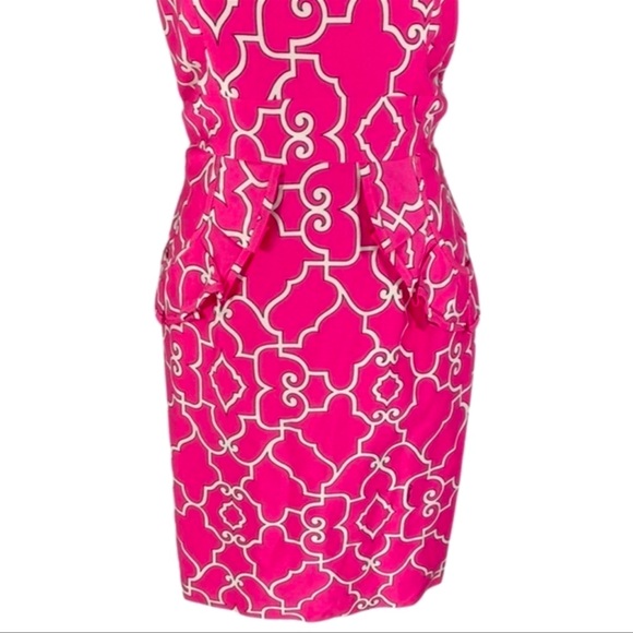 Melly M Glamorous Pink & White Printed Strapless Dress With Pockets - Picture 2 of 8